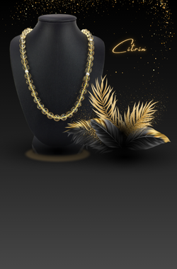 Banner Mobile Citrin Halskette Damen facettiert auf schwarzer Büste