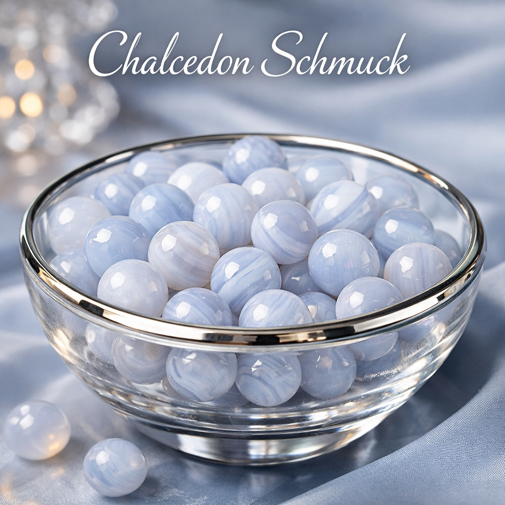 Elegante Chalcedonperlen im Glas mit Silberrand GemstoneEmpire chat