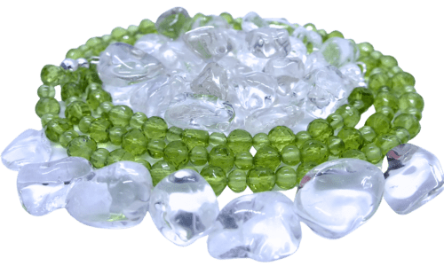 Peridot auf Bergkristall GemstoneEmpire