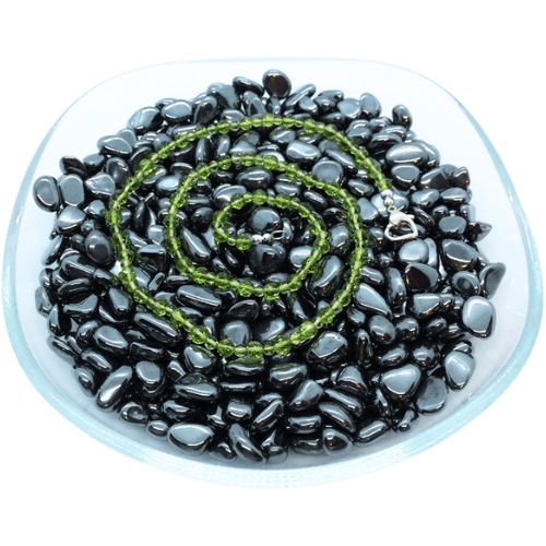 Peridot auf Hämatit GemstoneEmpire