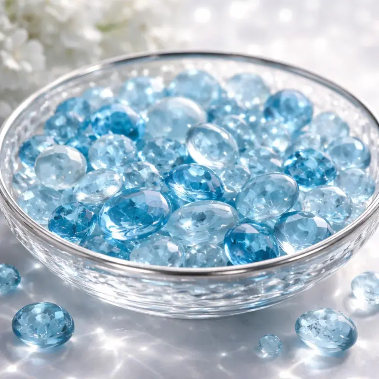 Schale mit polierten blauen Topasen