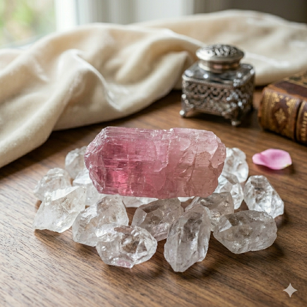 Turmalin Pink Rubellit mit Bergkristall