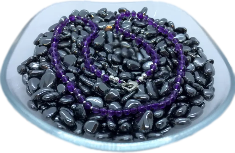 amethyst Halskette-auf Hämatit Chips