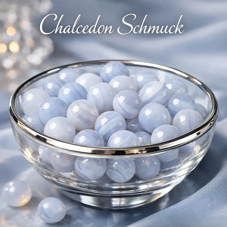 Chalcedon Perlen in Glasschale